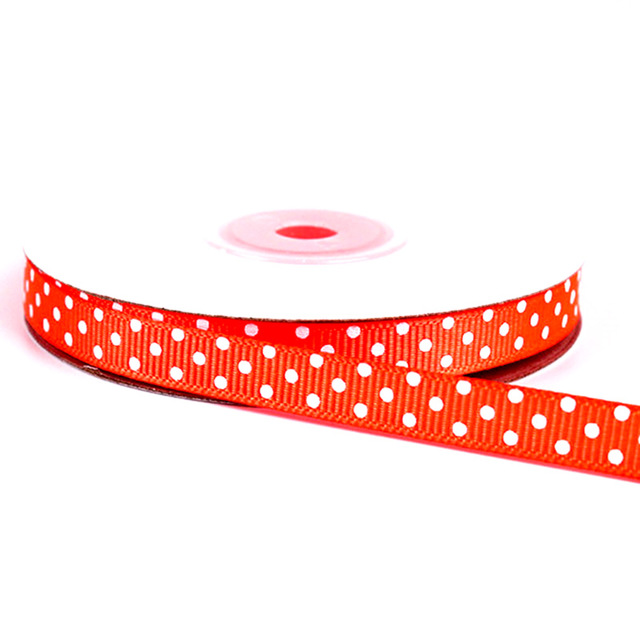 high quality for gift promotion colorful polka dot printed polyester grosgrain ribbon