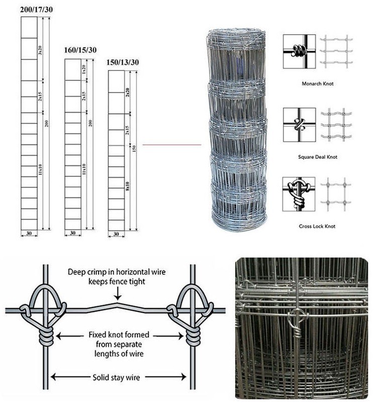Galvanized Cattle Field Metal Fence Hinge Joint Woven Animal Farm Iron Wire Fencing