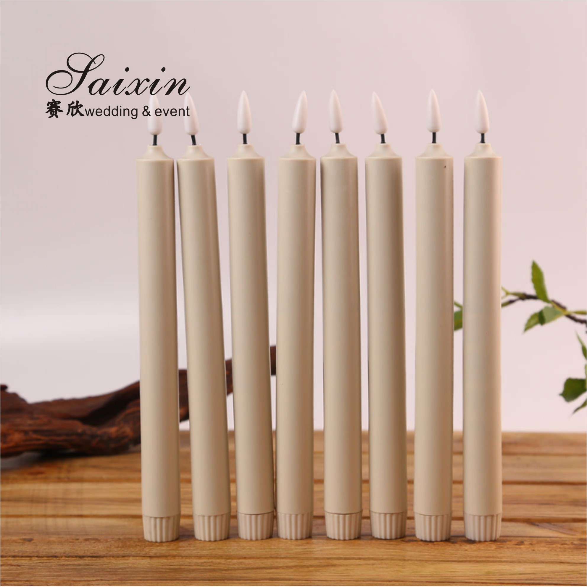 2021 Battery Operated Warm White Flat Flickering LED Pillar Candles For Wedding Candelabras