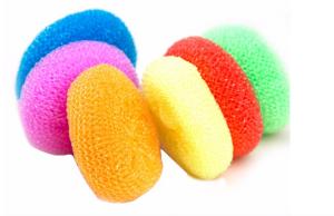 Quality Yellow Green Color Plastic Pan Scourers , Rust Resistant Kitchen Scouring Pads wholesale