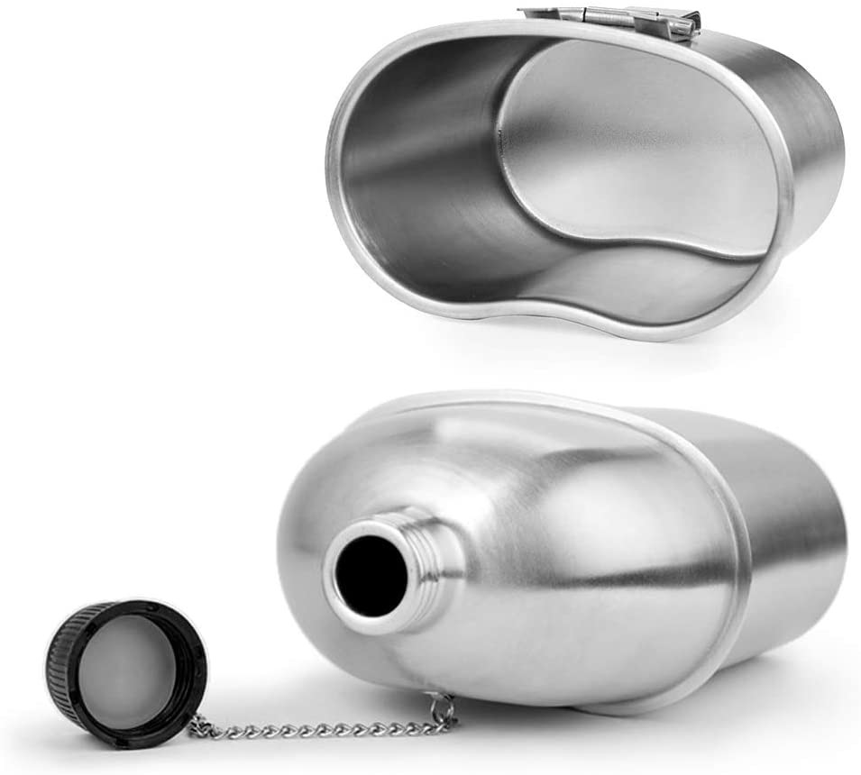 2pcs Military Canteen Kit 1000ml 600ml Aluminum Canteen Cup Set