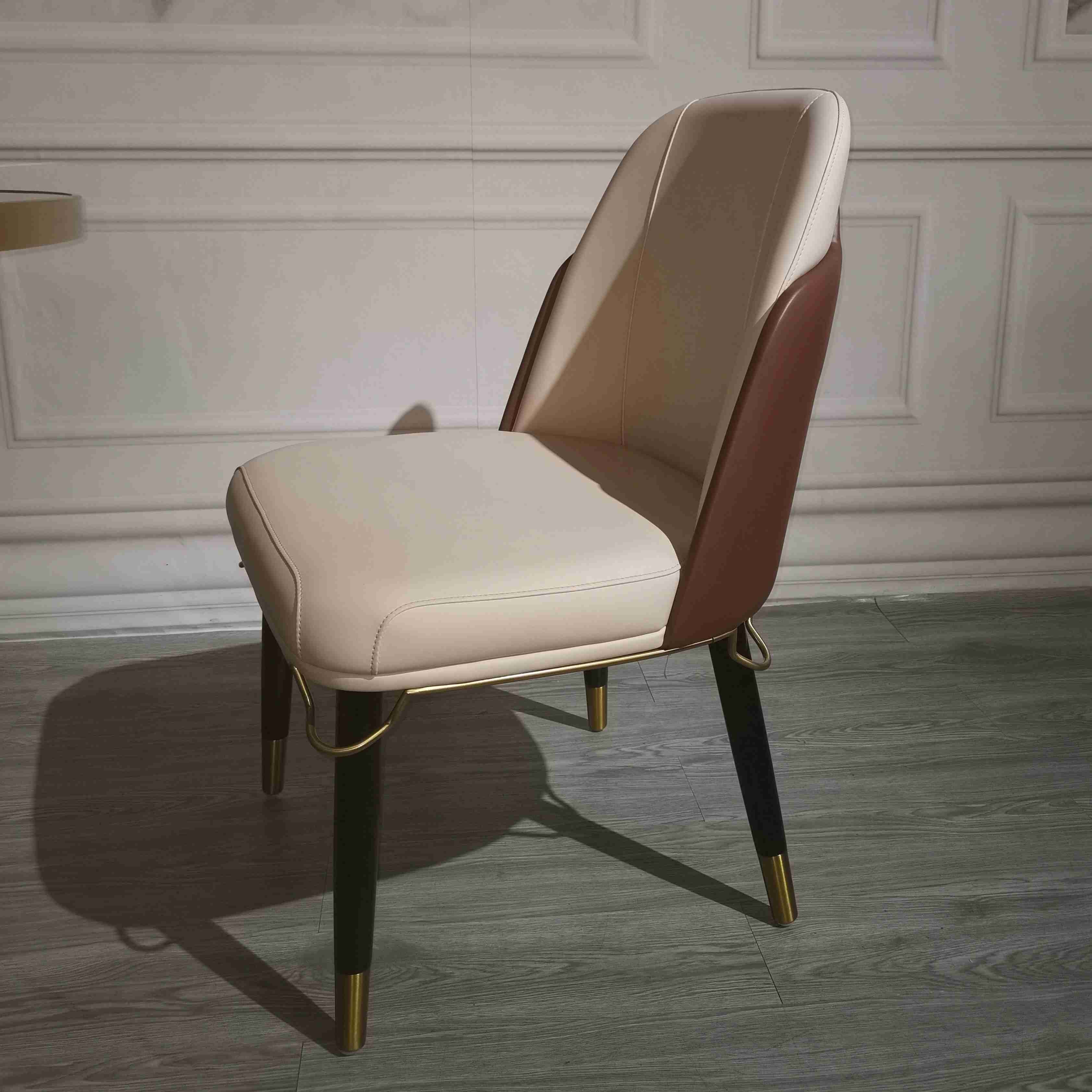 Home Solid Wood High End Modern Dining Chairs Leather Backrest Padded Dining Room Chairs