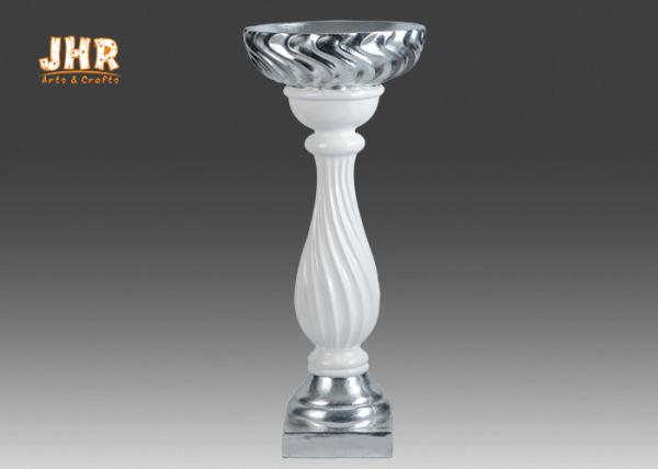 Silver Leaf Fiberglass Flower Bowls Pedestal Plant Stand Wedding Decor