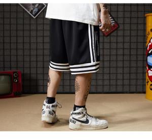 Quality Niche Trend Striped Men Streetwear Shorts Breathable Spandex Basketball Pants wholesale