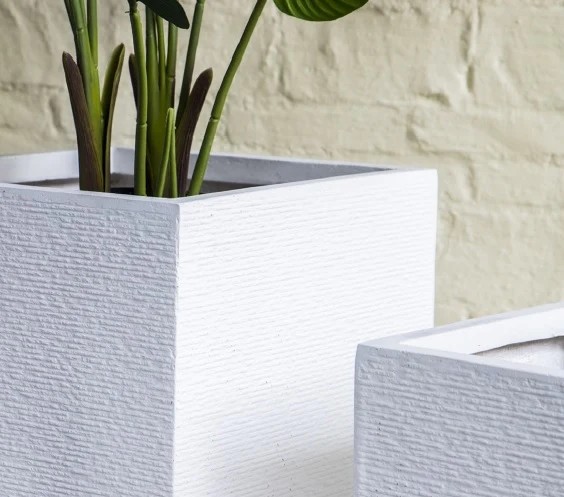 Indoor Outdoor Fiber Clay Flower Pot Light Weight Fibre Clay Plant Box For Garden