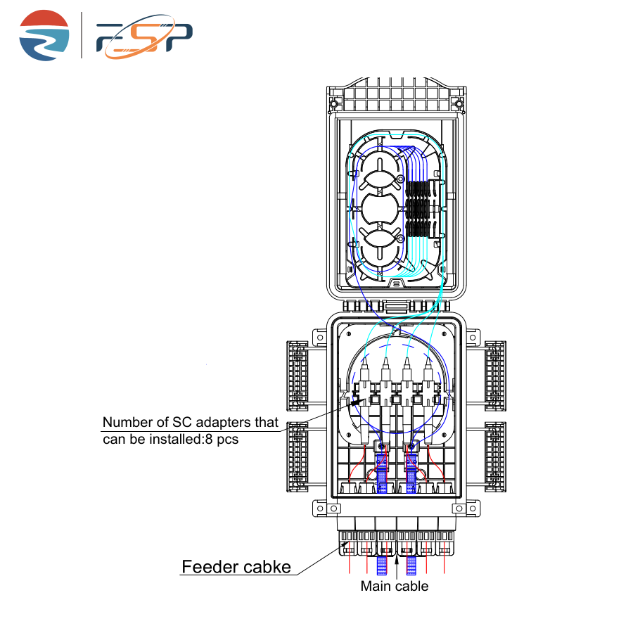 FTTH Aerial Application Fiber Optic Termination Box IP65 with 8 Cores Wall Pole Mount