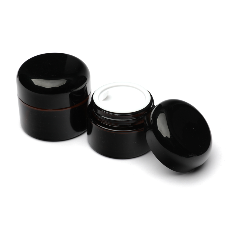 30g 1oz Round Amber Glass Cream Jars Cosmetic Containers With Screw Cap