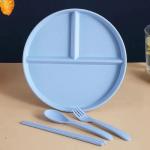 22CM Green Wheat Straw Fibre There Compartments Anti Fall Food Plate Environment