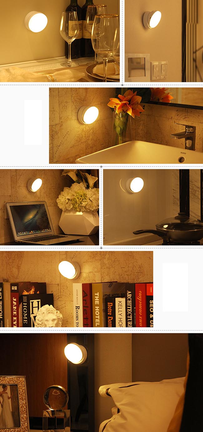 Eco Friendly Small Night Light Lamps Induction Operated Portable Closet Automatic 360 Degree