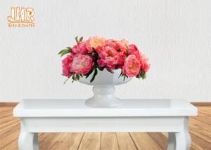 Quality Footed Glossy White Fiberglass Flower Pots Floral Arrangement Display wholesale