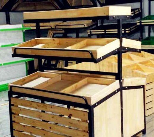 Double Sided Wooden Display Rack Vegetable Drying Rack Fruit Display Stand