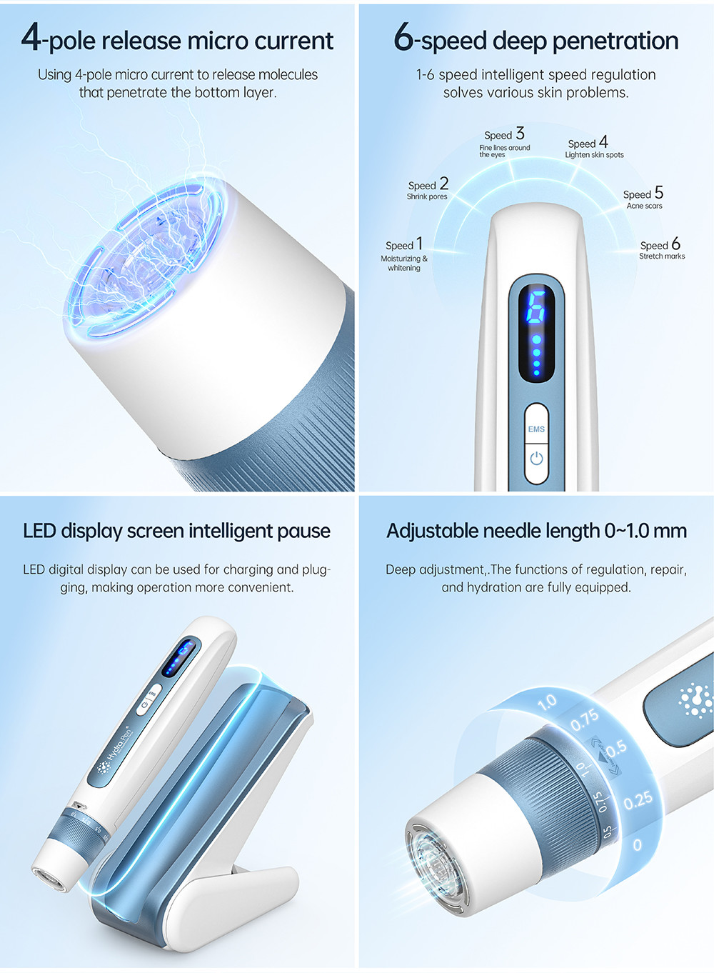 Home Spa Facial Microneedle Therapy Machine With Auto Stop Overheating Protection