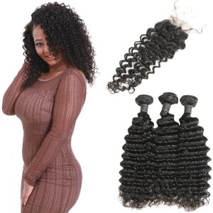 Quality 4 Piece Double Weft Virgin Bazilian Hair Extensions 3 Bundles CE Certification wholesale