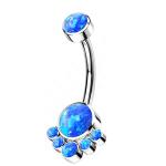 10mm 14G Titanium Piercing Jewelry Blue Synthetic Opal Stone