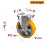 8 Inch Heavy Duty Aluminium Castor Wheels 600kg Load Plate Mount Ridgid Caster
