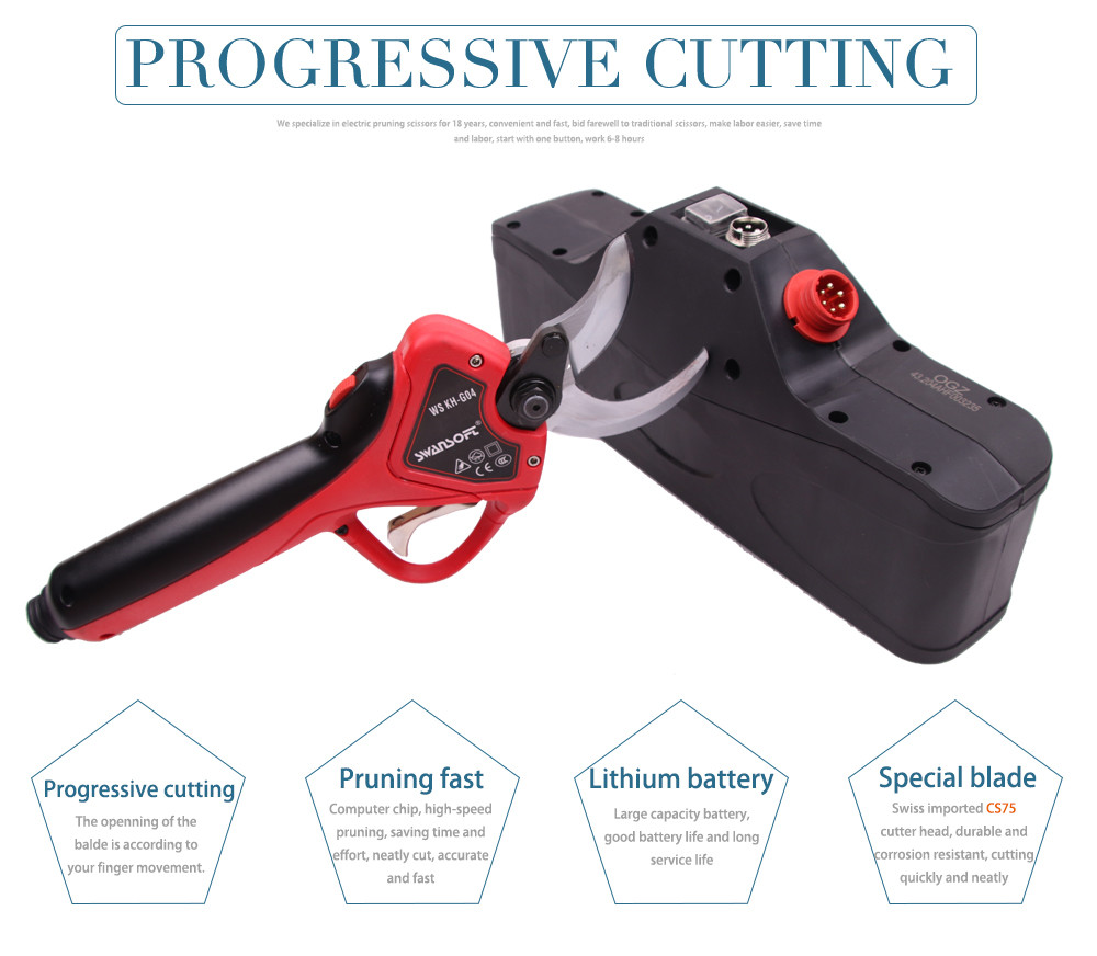 Swansoft Pantalla LED de litio Batería Cizalla diámetro 40MM Tijeras de podar eléctricas Tijeras Electric Pruner