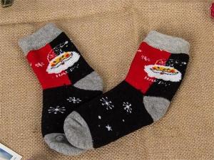 Quality 2015 Korean popular christmas santa claus design cosy cotton winter dress socks for girls wholesale
