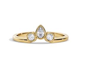 Quality 0.4CT V Shaped Wedding Band With Engagement Ring , 2MM Stackable Diamond Rings OEM wholesale