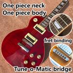 One piece body neck Smoke colored tiger flame LP electric guitar