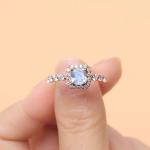 925 Sterling Silver Square Moonstone Natural Stone Jewelry Cushion Cut Blue
