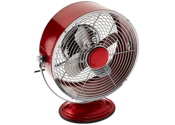 Red 9 Inch Portable Vintage Electric Fan / Two Speed Air Circulator Retro Table