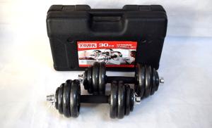 Quality 15kg 20kg 30kg set painting black adjustabel dumbbell barbell set for sale wholesale