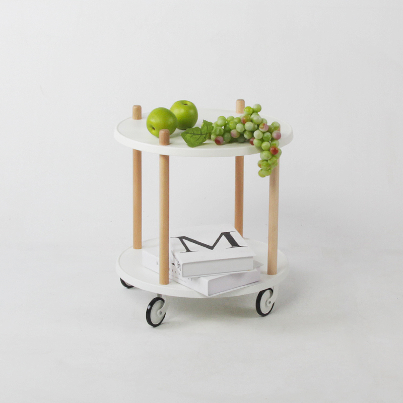 Foldable Double-Shelf Modern Side Table with Customized Color Storage Trolley