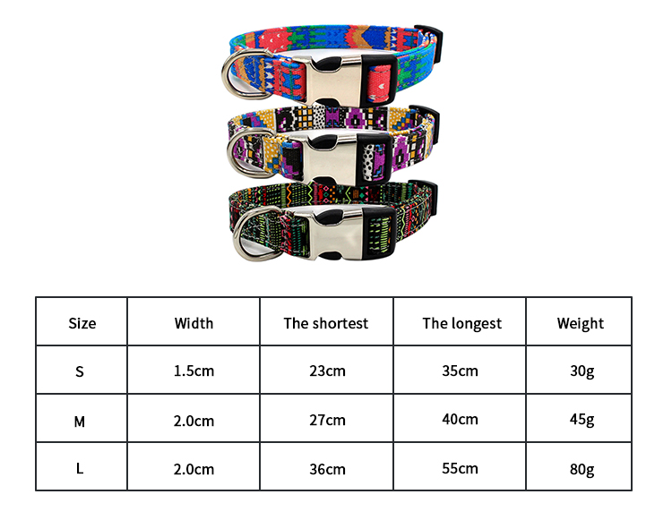 Pet Dog Collar with Metal Buckle in S/M/L Size Item Type pet leash Bohemian