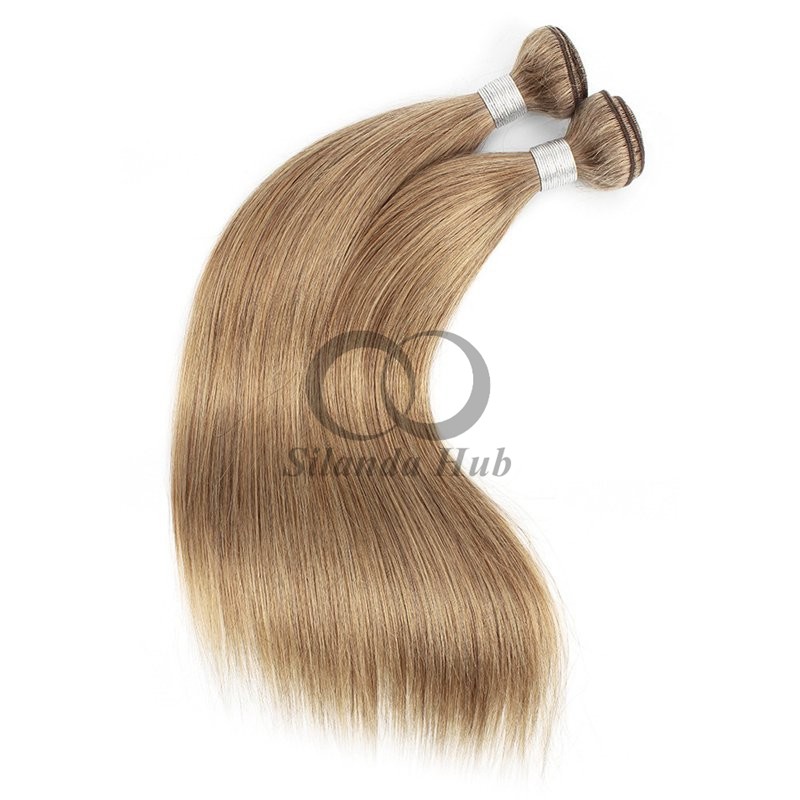 #8 Ash Brown Straight Remy Human Hair Bundles Sew In Weave Bundles Brazilian Bundle Deals