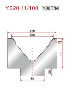 Quality YS20.11/100 CNC Hydraulic Custom Brake Dies 88 Degree Single V Die wholesale