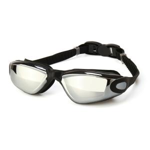 Quality Summer Swimming Goggles Professional Anti-fog Swimming Goggles Men &amp; Women Big Box Electroplating + Swimming Cap SilverI wholesale