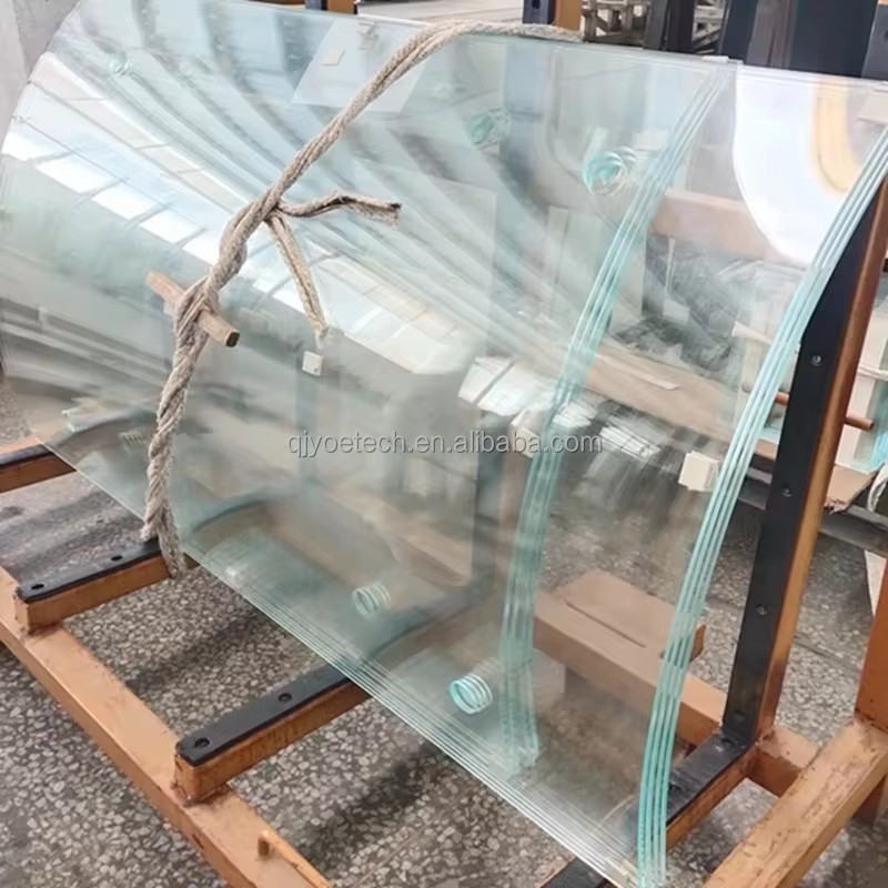 QJY20240308-01 Clear Tinted Float Curved Toughened Glass Fine Edge