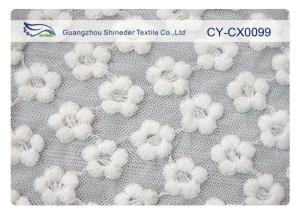Quality Flower Shape White Embroidered Lace Fabric for Wedding Dress CY-CX0099 wholesale