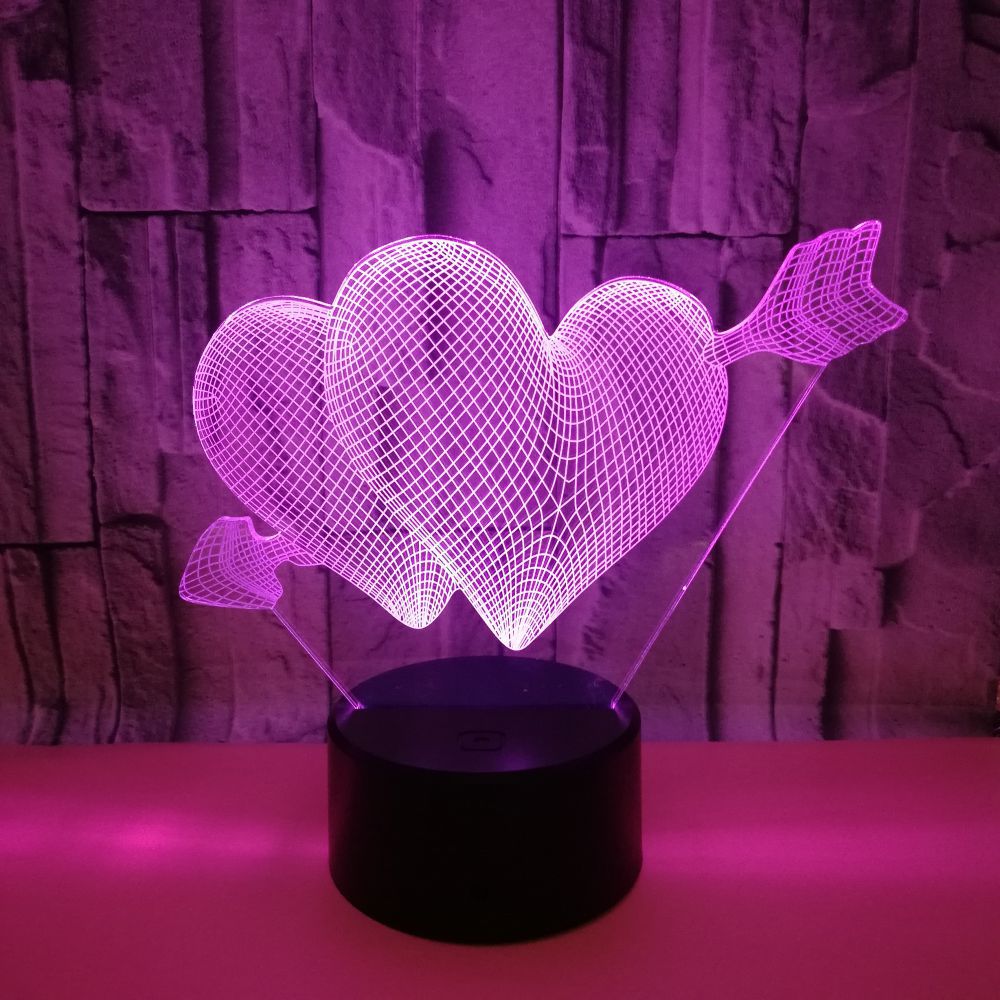Cupid's love wedding picture Valentine's Arrow Colorful 3D night Light Acrylic Atmosphere Table Lamp Gift
