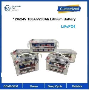 China CLF 12v 24V LiFePO4 Lithium Battery Packs 100ah 200ah With BMS For Solar Energy RV Truck on sale