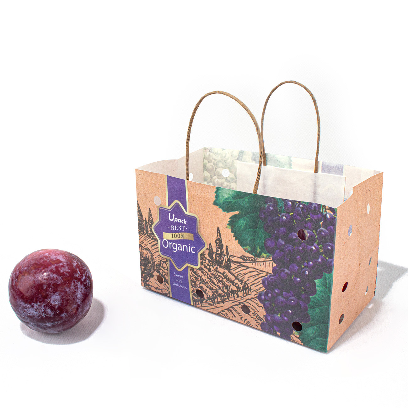 Eco Friendly Water Based Soy Ink Paper Bags For Fruits And Vegetables