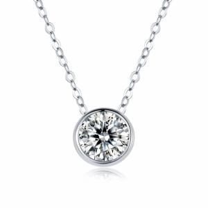 Quality Women 1ct Diamond Moissanite Solitaire Necklace 925 Sterling Silver OEM wholesale
