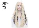 Straight Blonde Synthetic Braided Wigs Highlighted With Dark Braid Natural