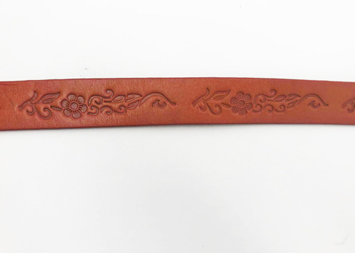 Cowhide Genuine Embossed Leather Belt For Women Gunmetal Pin Buckle