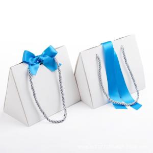 Quality Triangle Shape Cardboard Shopping Bags , Ribbon Corrugated Paper Bags wholesale