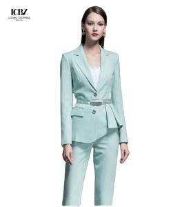 Quality 2021 Fashion Women's Slim Formal Office Skirt Suit with V-neck Collar and Full Sleeves wholesale