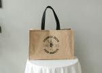 Daily Use Jute Packaging Bags , Printed Jute Bags With Black Webbing