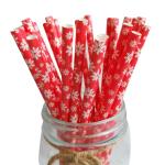 25pcs Retro Snowflake Drinking Christmas Paper Straws