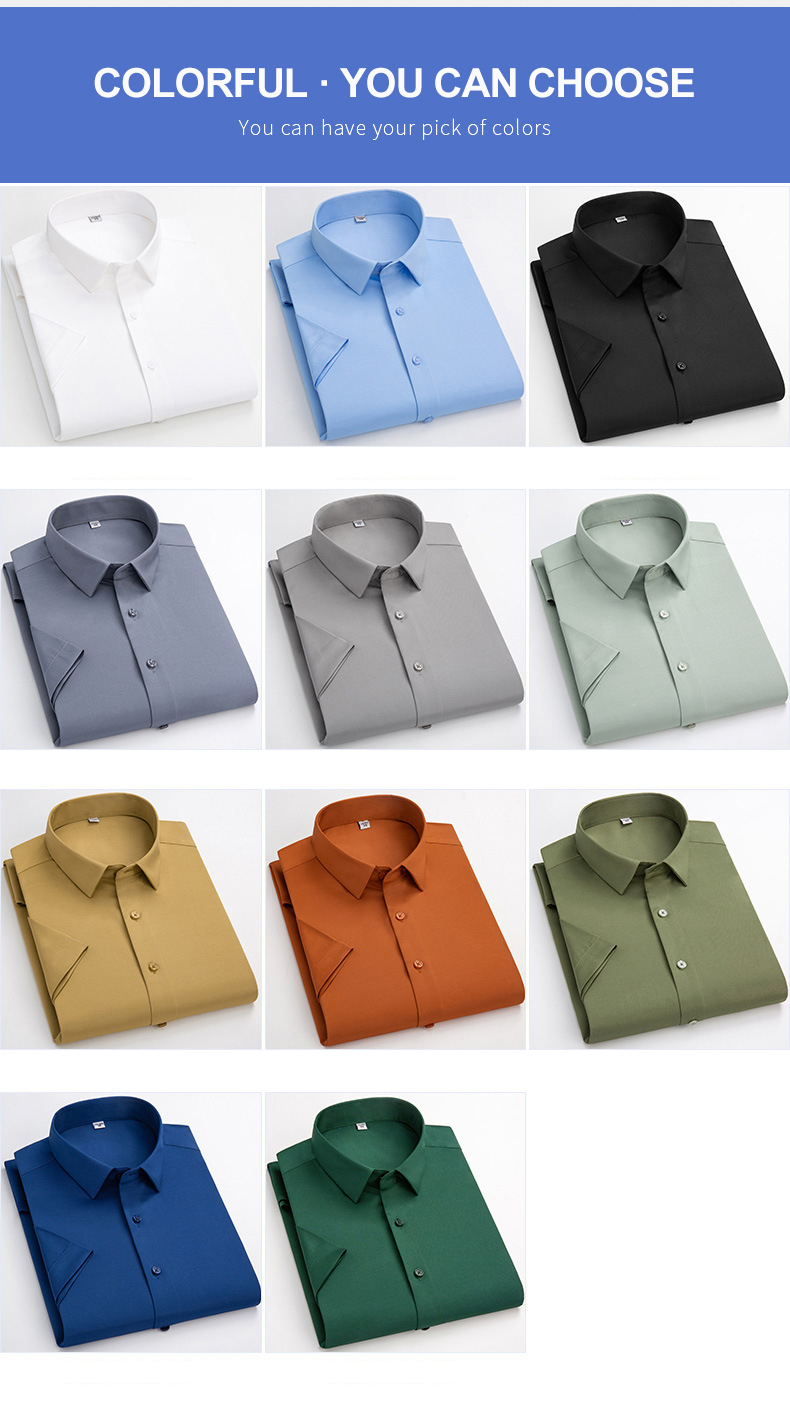 Distribution High Elastic Men's Shirt in Large Size Solid Color Business Casual Shirt