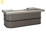 Dark Gray Checkout Counter With Conveyor Belt For Hypermarket Q235 Steel