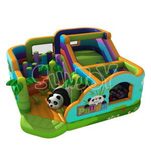 Quality Panda Amusement Park Inflatable Fun City With Air Blower wholesale
