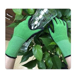 Quality Household Green Breathable Green Bamboo Fiber Liner Foam Nitrile Coated Gloves wholesale
