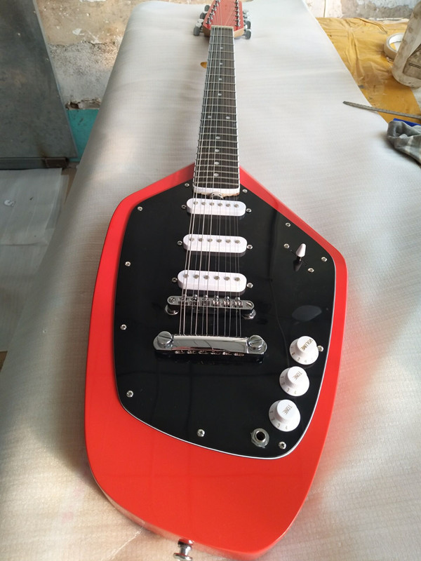 Left Hand Irregular 12 Strings Electric Guitar in Black Mahogany Body Neck Back Sides Free Shipping
