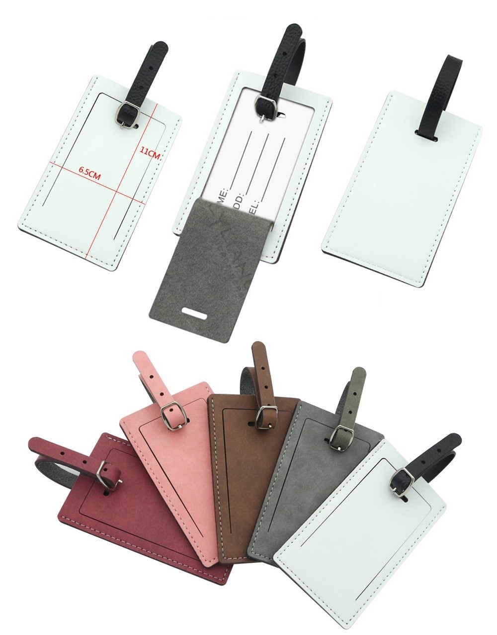 Custom Blank Sublimation PU Leather Luggage Tag For Sublimation Printing