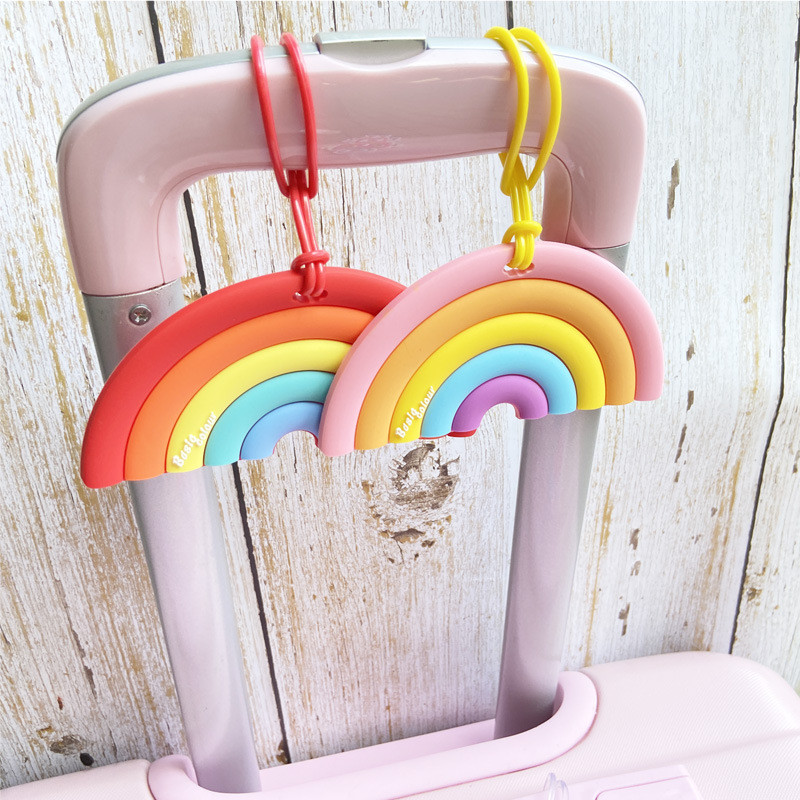 Colorful Cartoon Rainbow Silicone Luggage Tag For Suitcases Bag Baggage Travel Tags Identifiers
